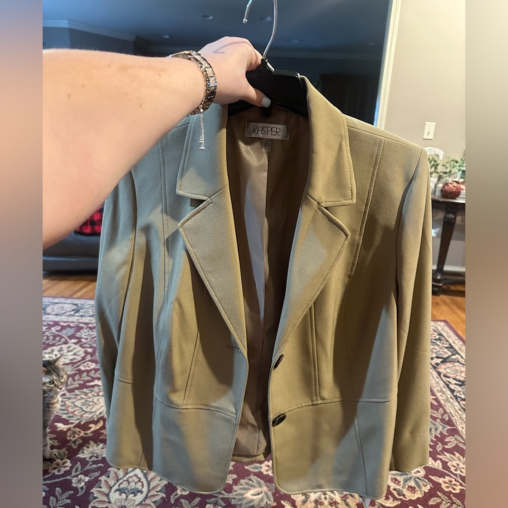 STUNNING KASPER TAN  CHARTEUESE BLAZER JACKET 18 W
